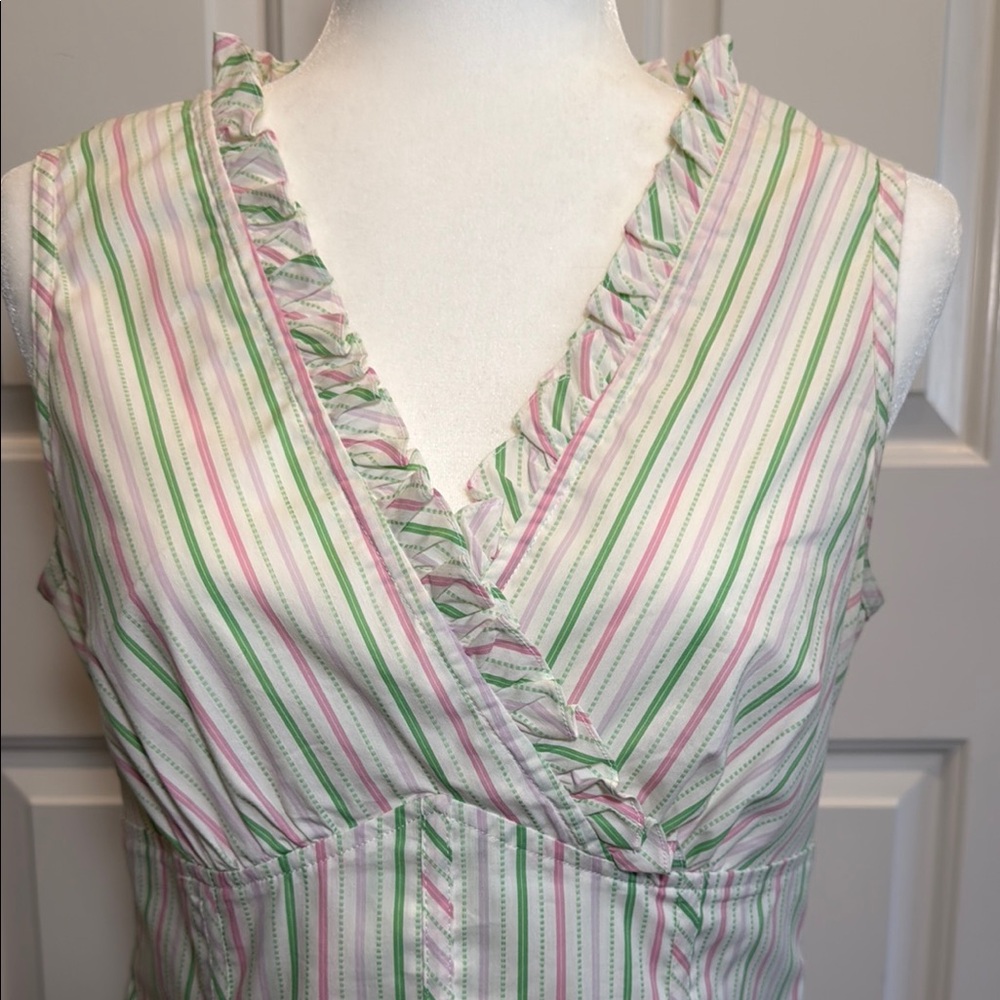 Juliana Collezione Striped Sleeveless Top with Ruffle Trim Size 6